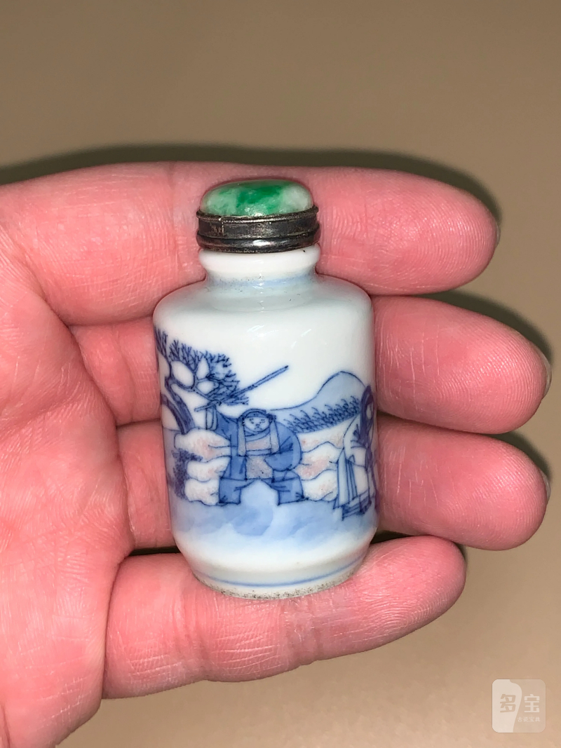 清中期 青花釉里红铁莲花故事鼻烟壶 - 图2